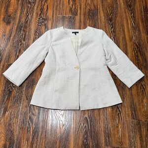 Eileen Fisher Cream Textured Single Button Blazer Size XS Beige Business Jacket